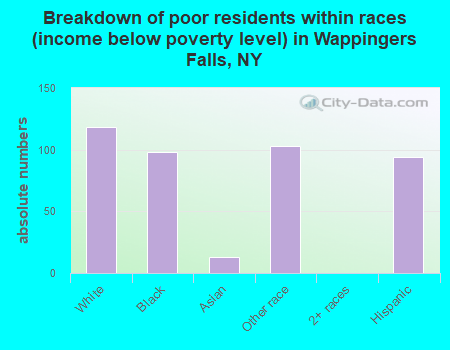 Breakdown of poor residents within races (income below poverty level) in Wappingers Falls, NY
