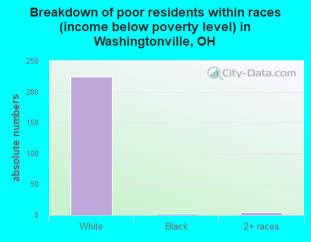 Breakdown of poor residents within races (income below poverty level) in Washingtonville, OH