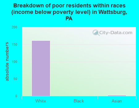 Breakdown of poor residents within races (income below poverty level) in Wattsburg, PA