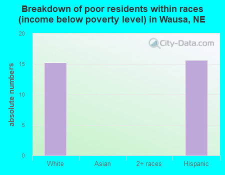 Breakdown of poor residents within races (income below poverty level) in Wausa, NE