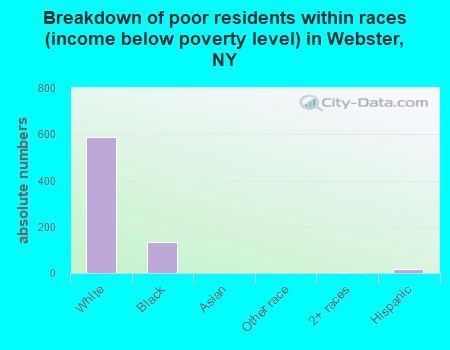 Breakdown of poor residents within races (income below poverty level) in Webster, NY