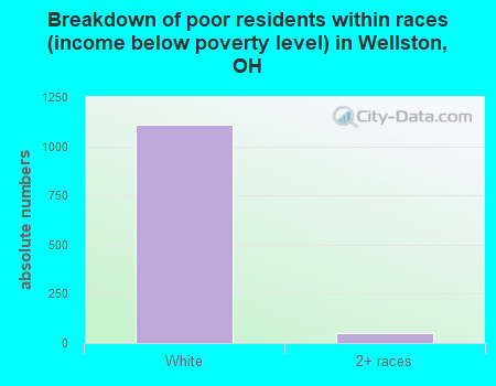 Breakdown of poor residents within races (income below poverty level) in Wellston, OH