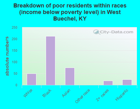 Breakdown of poor residents within races (income below poverty level) in West Buechel, KY