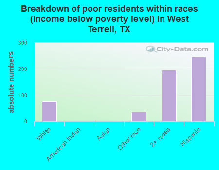Breakdown of poor residents within races (income below poverty level) in West Terrell, TX