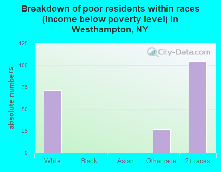 Breakdown of poor residents within races (income below poverty level) in Westhampton, NY