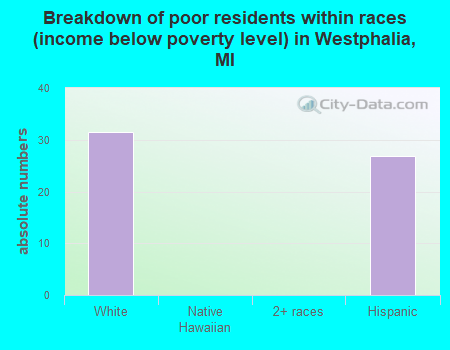Breakdown of poor residents within races (income below poverty level) in Westphalia, MI