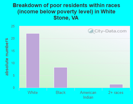 Breakdown of poor residents within races (income below poverty level) in White Stone, VA