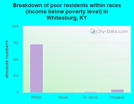 Breakdown of poor residents within races (income below poverty level) in Whitesburg, KY