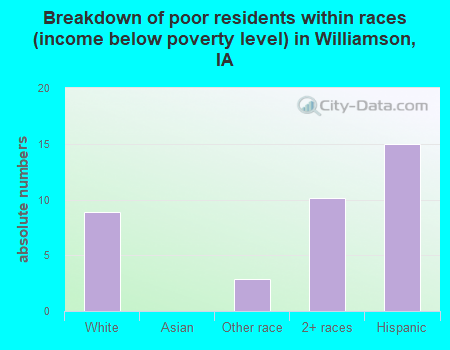 Breakdown of poor residents within races (income below poverty level) in Williamson, IA