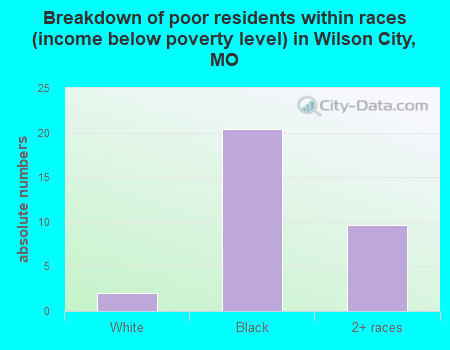 Breakdown of poor residents within races (income below poverty level) in Wilson City, MO