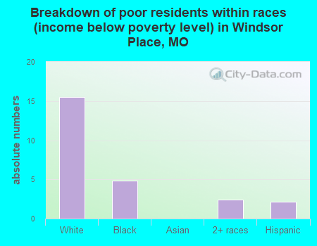 Breakdown of poor residents within races (income below poverty level) in Windsor Place, MO