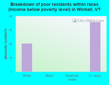 Breakdown of poor residents within races (income below poverty level) in Winhall, VT