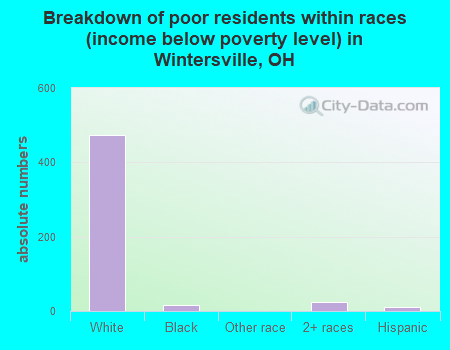 Breakdown of poor residents within races (income below poverty level) in Wintersville, OH