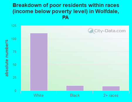 Breakdown of poor residents within races (income below poverty level) in Wolfdale, PA