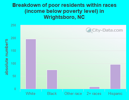 Breakdown of poor residents within races (income below poverty level) in Wrightsboro, NC