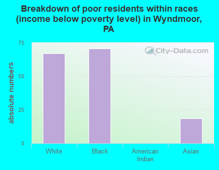 Breakdown of poor residents within races (income below poverty level) in Wyndmoor, PA