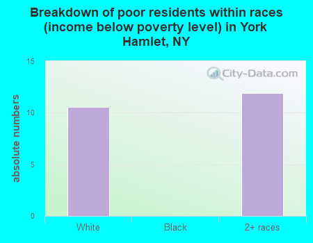 Breakdown of poor residents within races (income below poverty level) in York Hamlet, NY