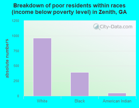 Breakdown of poor residents within races (income below poverty level) in Zenith, GA