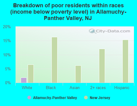 Breakdown of poor residents within races (income below poverty level) in Allamuchy-Panther Valley, NJ