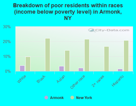 Breakdown of poor residents within races (income below poverty level) in Armonk, NY