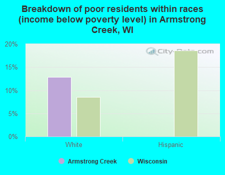 Breakdown of poor residents within races (income below poverty level) in Armstrong Creek, WI