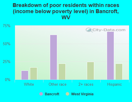 Breakdown of poor residents within races (income below poverty level) in Bancroft, WV