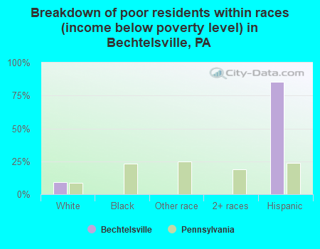 Breakdown of poor residents within races (income below poverty level) in Bechtelsville, PA