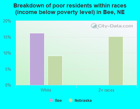Breakdown of poor residents within races (income below poverty level) in Bee, NE