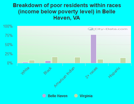 Breakdown of poor residents within races (income below poverty level) in Belle Haven, VA
