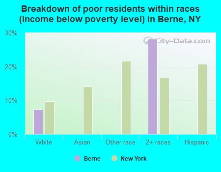 Breakdown of poor residents within races (income below poverty level) in Berne, NY