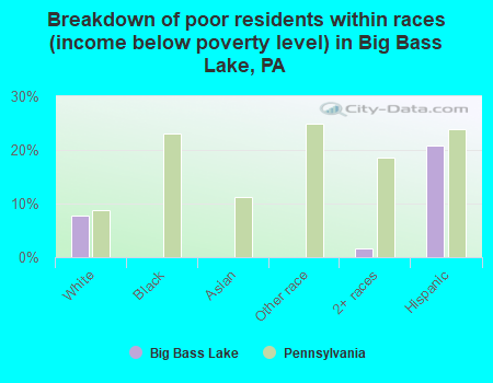 Breakdown of poor residents within races (income below poverty level) in Big Bass Lake, PA