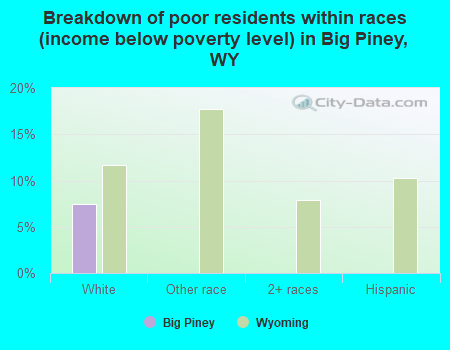 Breakdown of poor residents within races (income below poverty level) in Big Piney, WY