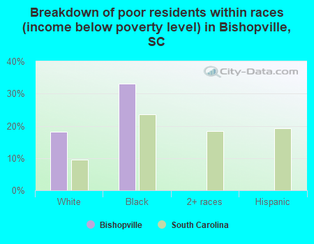 Breakdown of poor residents within races (income below poverty level) in Bishopville, SC