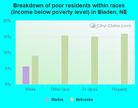 Breakdown of poor residents within races (income below poverty level) in Bladen, NE