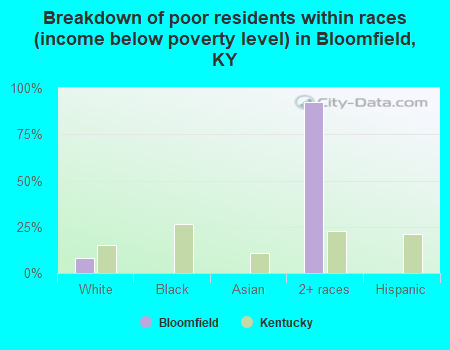 Breakdown of poor residents within races (income below poverty level) in Bloomfield, KY