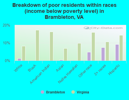 Breakdown of poor residents within races (income below poverty level) in Brambleton, VA