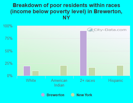 Breakdown of poor residents within races (income below poverty level) in Brewerton, NY