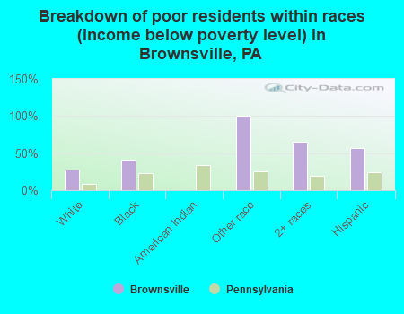 Breakdown of poor residents within races (income below poverty level) in Brownsville, PA
