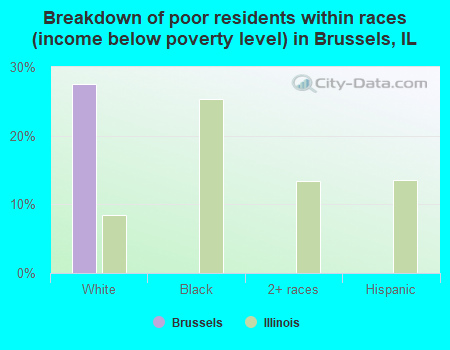 Breakdown of poor residents within races (income below poverty level) in Brussels, IL
