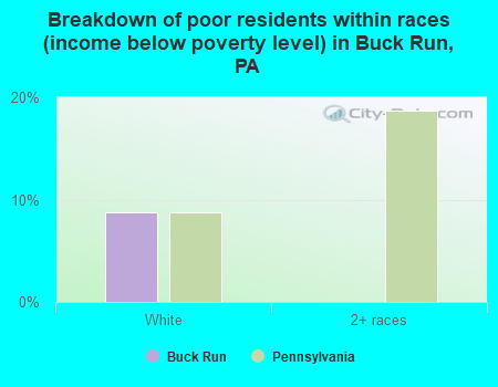 Breakdown of poor residents within races (income below poverty level) in Buck Run, PA
