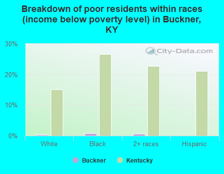 Breakdown of poor residents within races (income below poverty level) in Buckner, KY