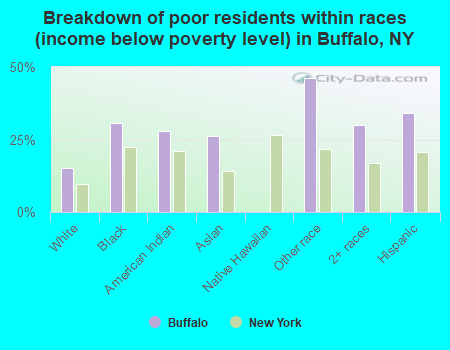 Breakdown of poor residents within races (income below poverty level) in Buffalo, NY