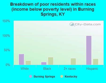 Breakdown of poor residents within races (income below poverty level) in Burning Springs, KY