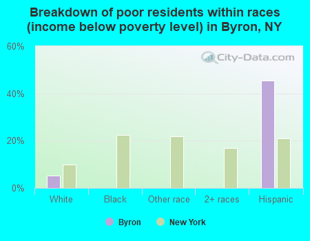 Breakdown of poor residents within races (income below poverty level) in Byron, NY
