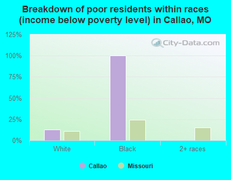 Breakdown of poor residents within races (income below poverty level) in Callao, MO
