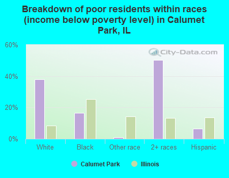 Breakdown of poor residents within races (income below poverty level) in Calumet Park, IL