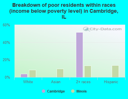 Breakdown of poor residents within races (income below poverty level) in Cambridge, IL