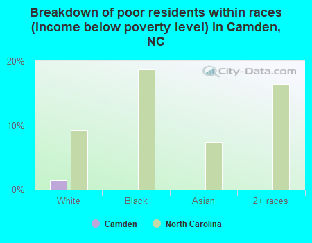 Breakdown of poor residents within races (income below poverty level) in Camden, NC