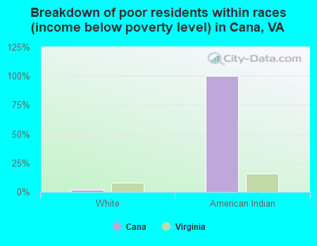 Breakdown of poor residents within races (income below poverty level) in Cana, VA