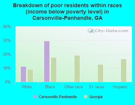 Breakdown of poor residents within races (income below poverty level) in Carsonville-Panhandle, GA